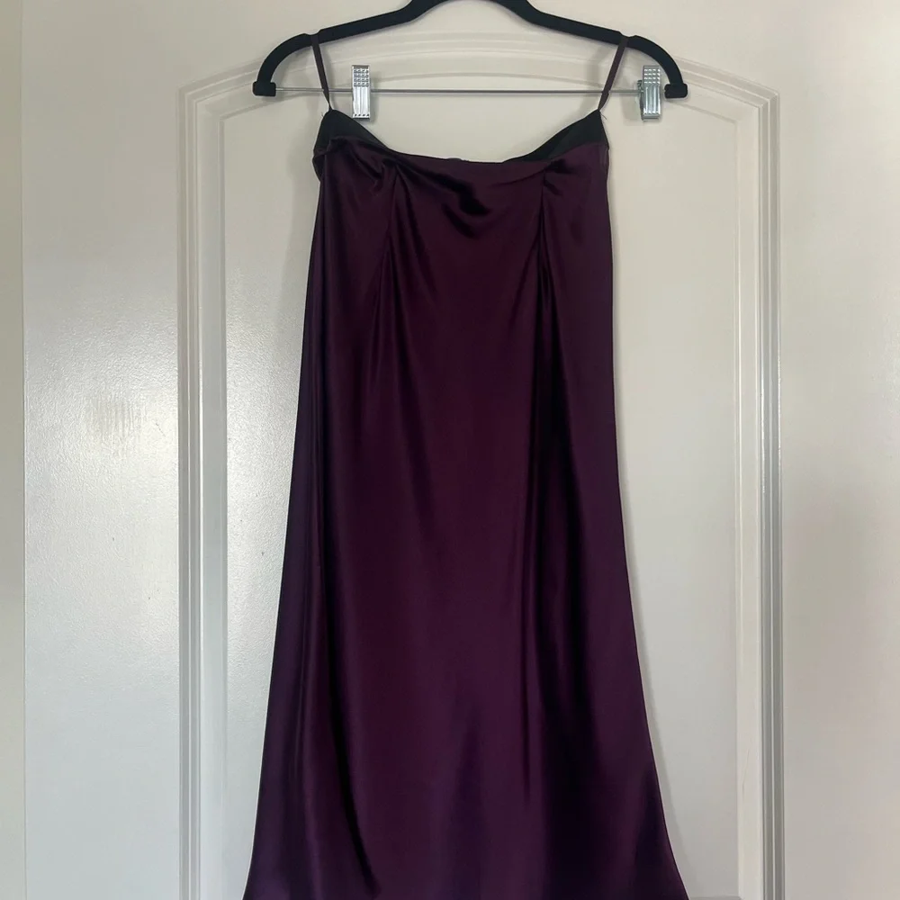 NWOT Quince Deep Orchid Purple Washable Silk Midi Skirt XS - Picture 4 of 6